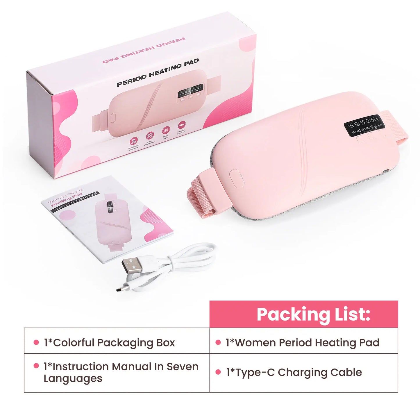 Electric Heating Pad for Period Abdominal Massage Belt Menstrual Cramp Relief Belt Abdomen Warm Palace Vibrating Machine