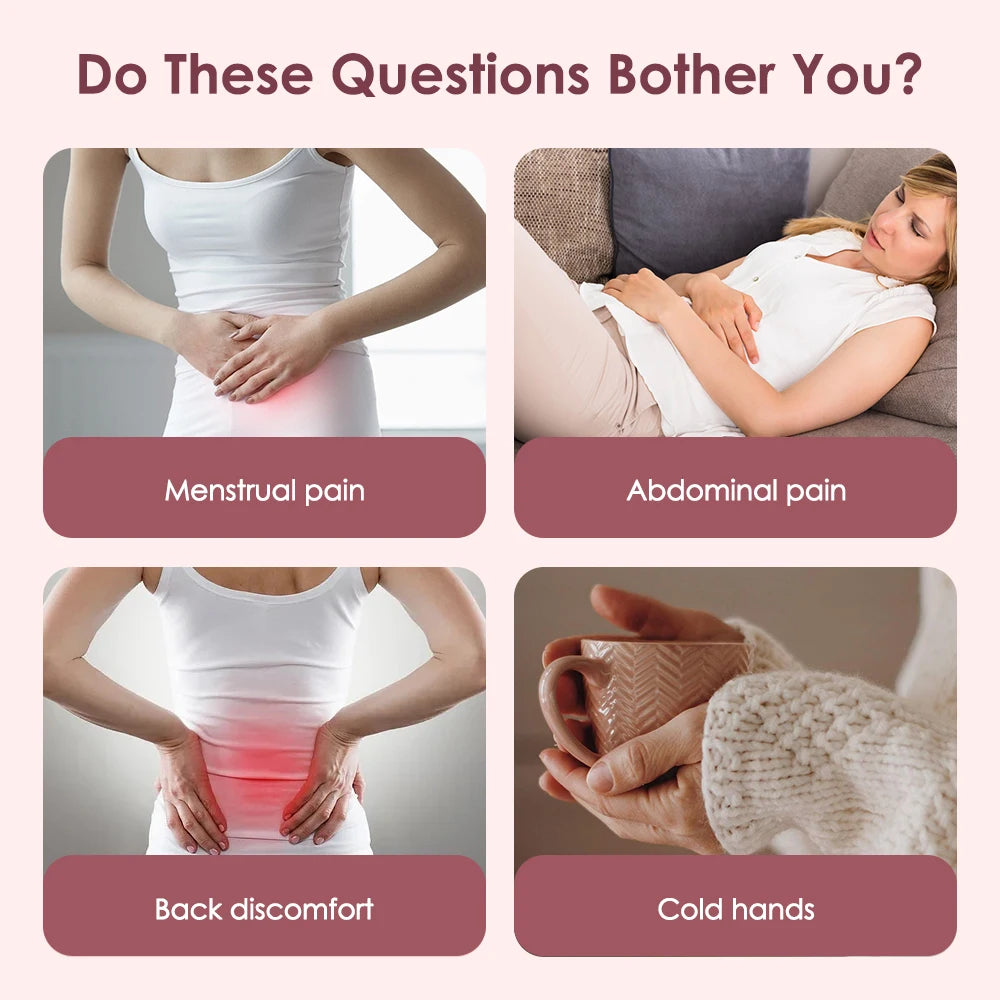 Electric Massager for Menstrual Cramps Abdomen Waist Heating Pad Women Period Relief Device Uterus Warmer Belt USB Rechargeable