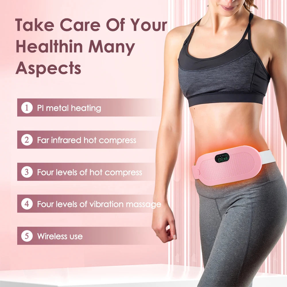Electric Heating Pad for Period Abdominal Massage Belt Menstrual Cramp Relief Belt Abdomen Warm Palace Vibrating Machine