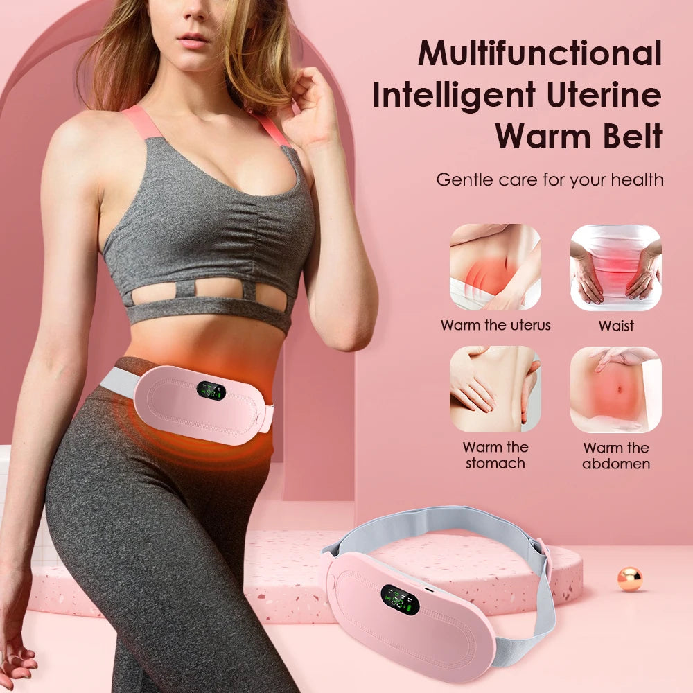 Electric Heating Pad for Period Abdominal Massage Belt Menstrual Cramp Relief Belt Abdomen Warm Palace Vibrating Machine