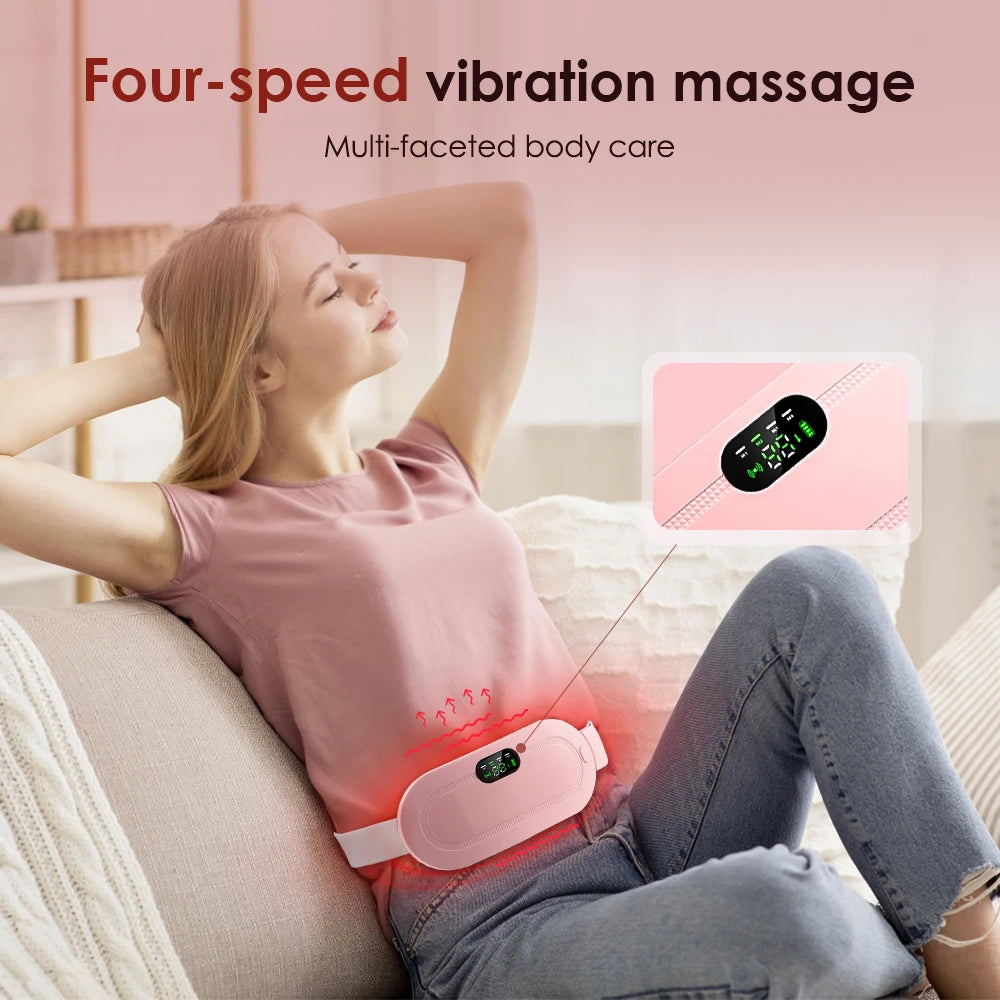 Electric Heating Pad for Period Abdominal Massage Belt Menstrual Cramp Relief Belt Abdomen Warm Palace Vibrating Machine